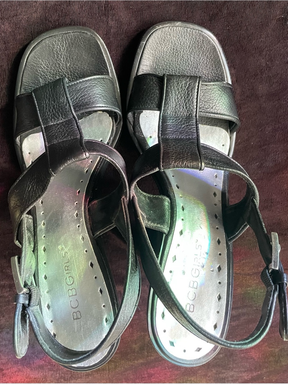 BCBGirls Black Strappy Open-Toe Kids Sandals